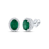 1/5CTW-DIA ANA M 7X5MM-EME NAT GEM OVAL EARRING